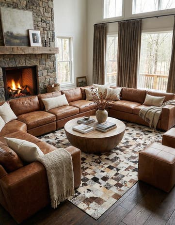 8' x 9' 10 Cowhide Leather Rug