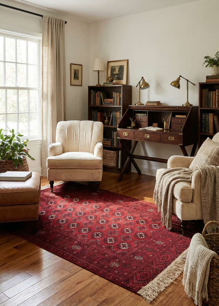 4' x 6' 6 Hand Knotted Afghan Akhche Wool Rug