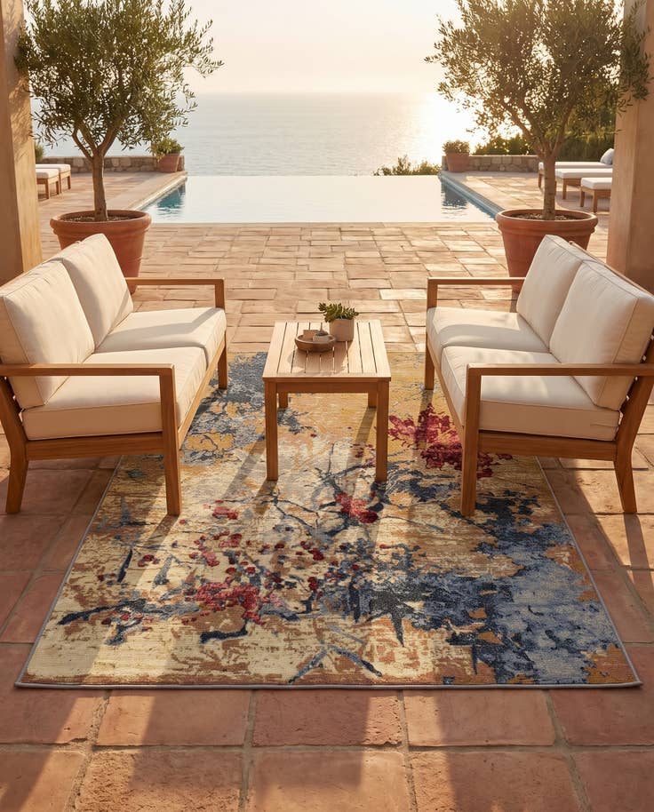 Detail image of 4' x 6' Easy-Clean Modern Indoor / Outdoor Rug