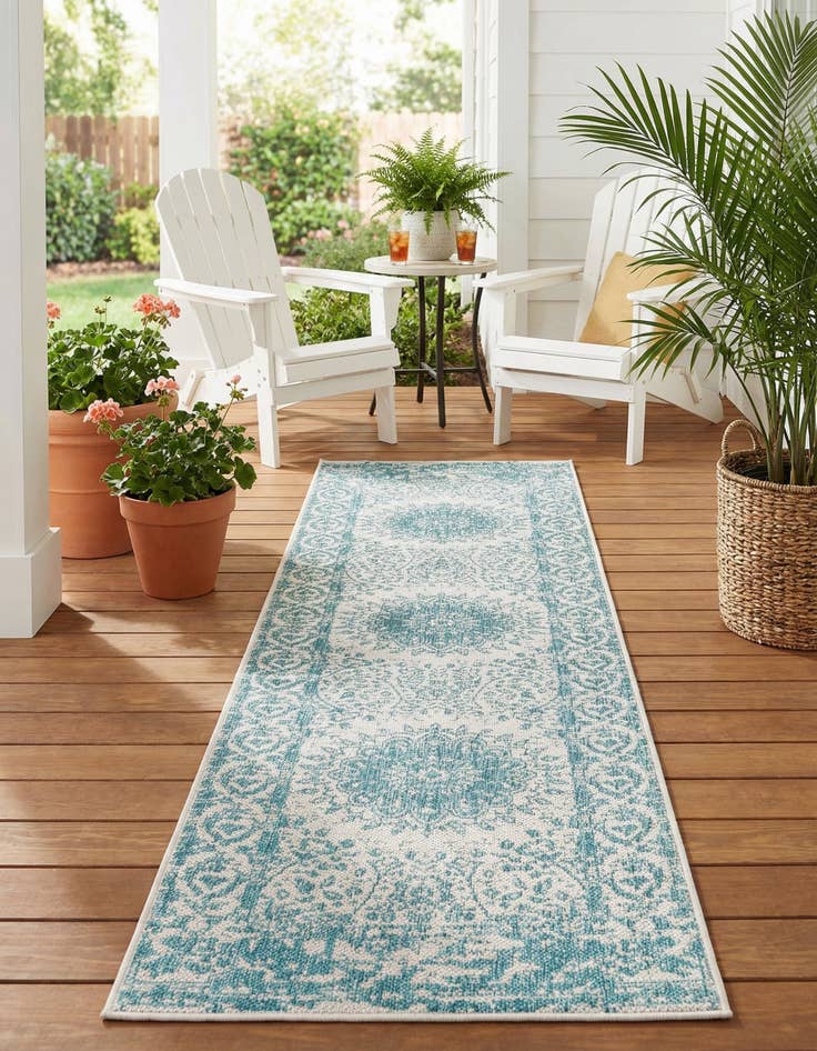 Detail image of 2' x 8'  Washable Traditional Indoor / Outdoor Runner Rug