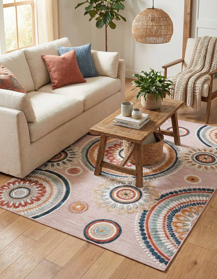 Detail image of 5' 2 x 8' Easy-Clean Botanical Indoor / Outdoor Rug