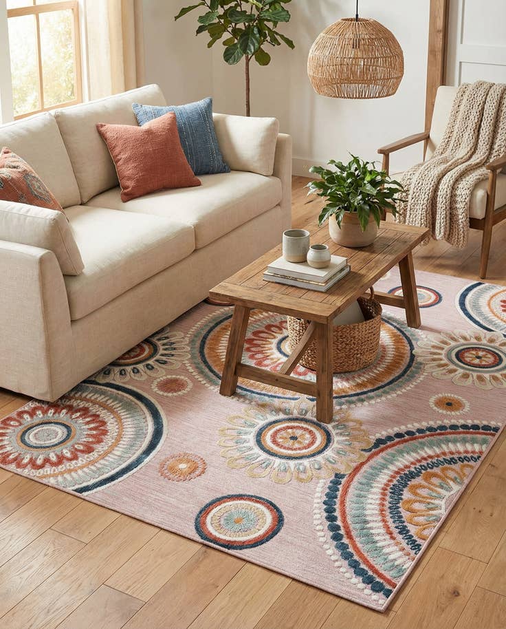 Detail image of 5' 2 x 8' Easy-Clean Botanical Indoor / Outdoor Rug