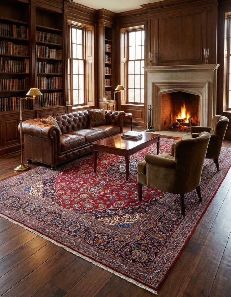 Detail image of 9' 9 x 14' 1  Hand Knotted Kashan Persian Wool Rug