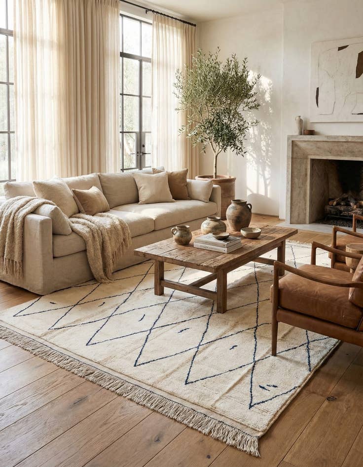 Detail image of  9' 4 x 12'  Hand Knotted Moroccan Wool Rug