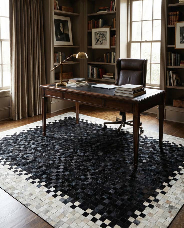 Detail image of 4' 11 x 7' 10 Cowhide Stocks Rug
