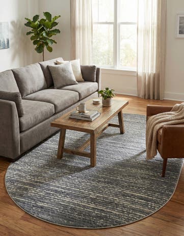 Gray Oasis Oval Rug