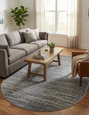 Gray Oasis Oval Rug