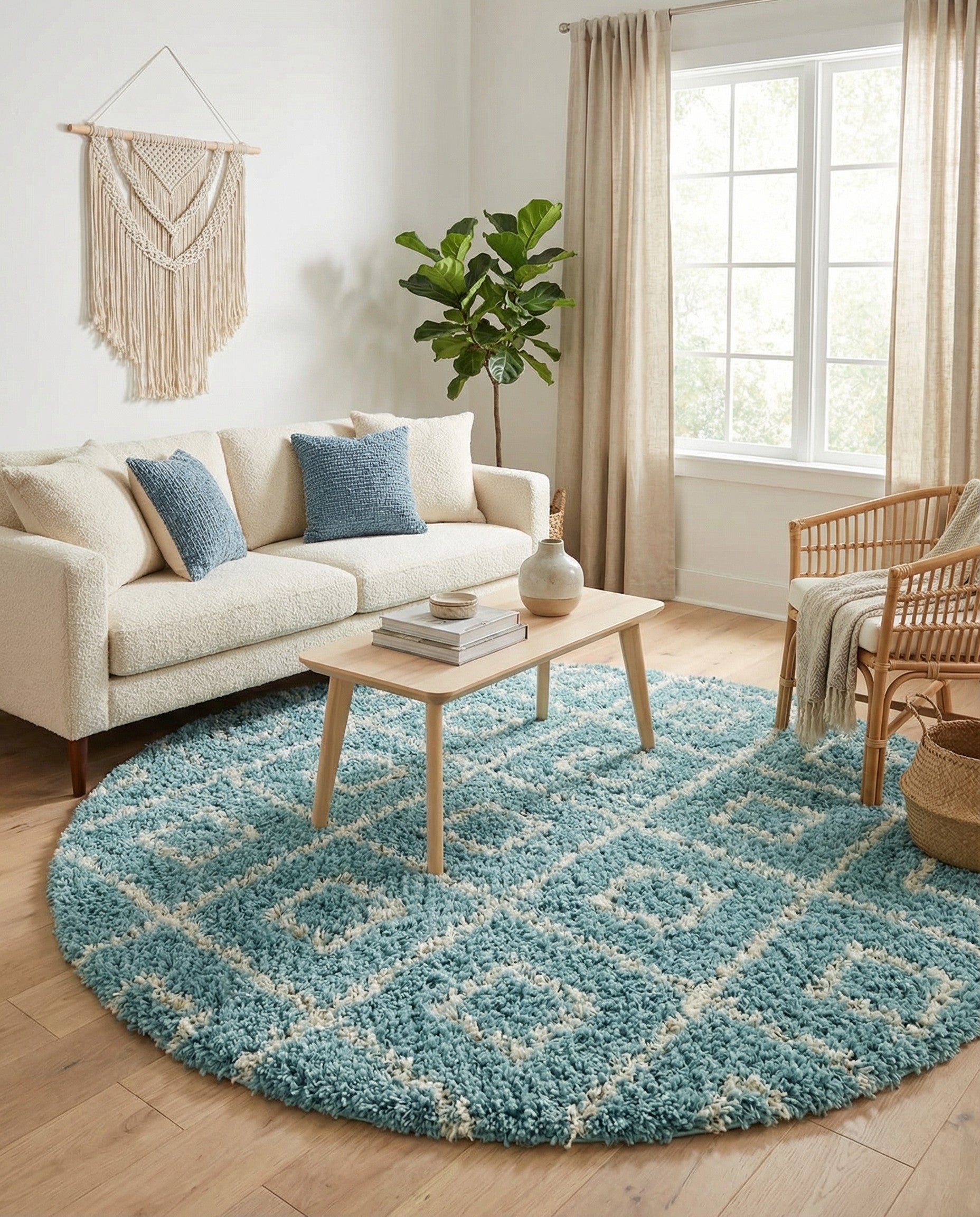  7' 10 x 7' 10 Lattice Shag Round Rug