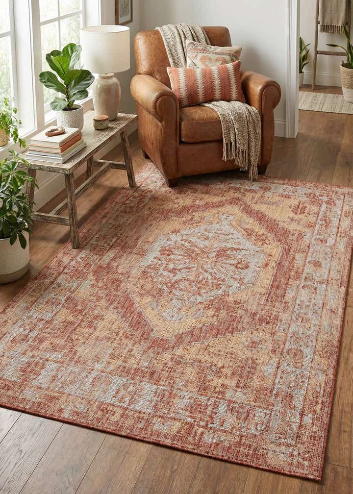 5' 3 x 8' Easy-Clean Traditional Indoor / Outdoor Rug