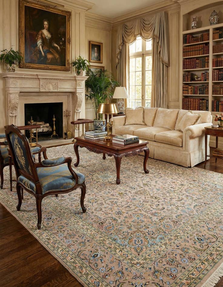 Detail image of 8' 2 x 11' 5  Hand Knotted Kashan Persian Wool Rug