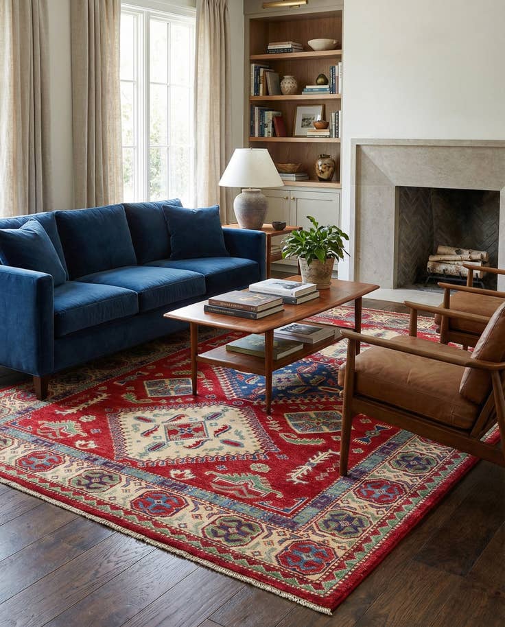 Detail image of 5' 6 x 7' 10 Hand Knotted Kazak Rug