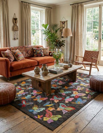 5' 5 x 7' 8 Hand Woven Kilim Suzani Wool Rug