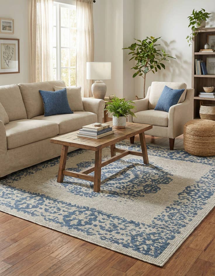 Detail image of  6' x 6'  Washable Traditional Indoor / Outdoor Square Rug