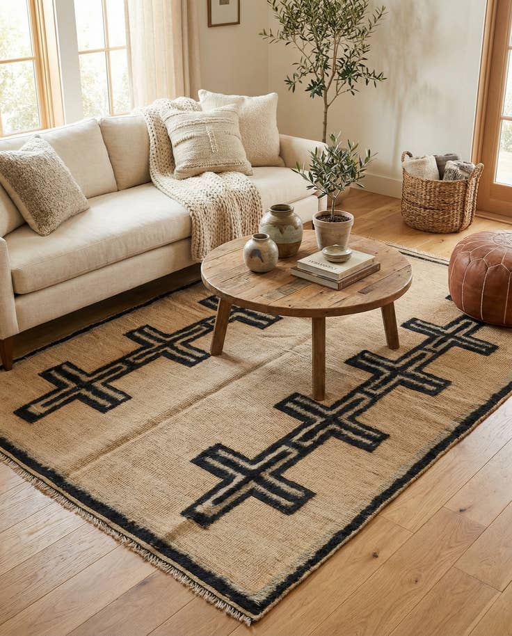 Detail image of 4' 8 x 7' 1 Hand Knotted Darya Wool Rug