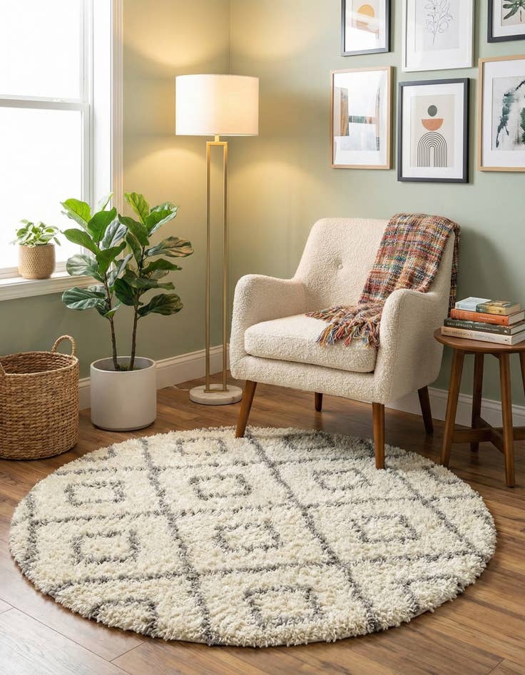 Detail image of  3' 3 x 3' 3 Lattice Shag Round Rug