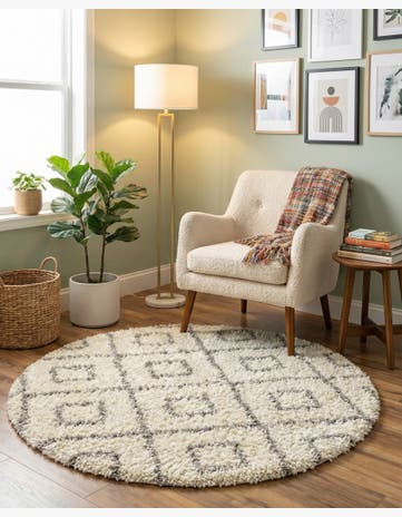 3' 3 x 3' 3 Trellis Shag Round Rug
