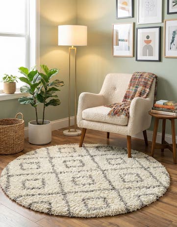 3' 3 x 3' 3 Trellis Shag Round Rug