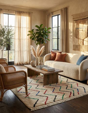 5' x 8' 5 Hand Knotted Moroccan Wool Rug