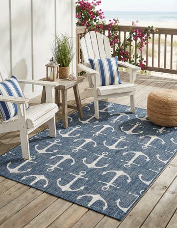 5' 3 x 7' Easy-Clean Coastal Indoor / Outdoor Rug