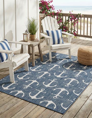 5' 3 x 7' Easy-Clean Coastal Indoor / Outdoor Rug