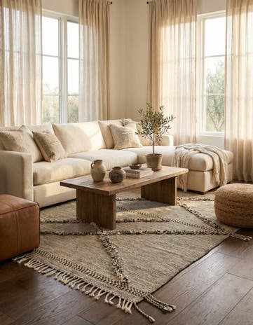 6' 8 x 9' 5 Hand Knotted Moroccan Wool Rug