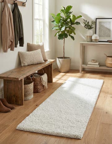 Sea Salt White Jill Zarin Shaggy Chic Runner Rug