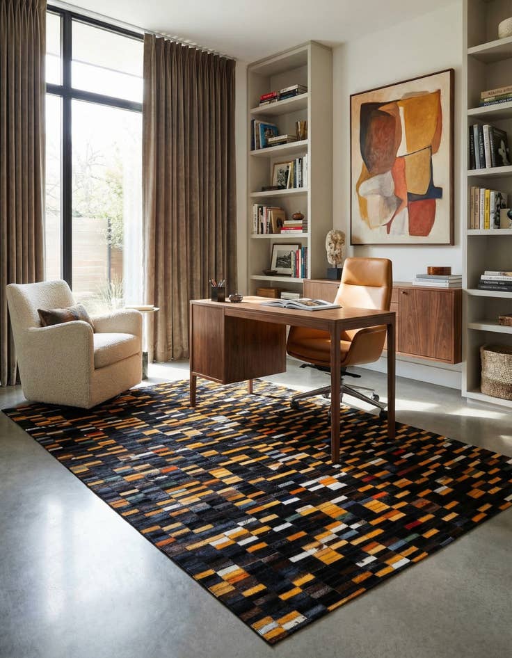 Detail image of  5' 2 x 7' 10 Cowhide - Patchwork Rug