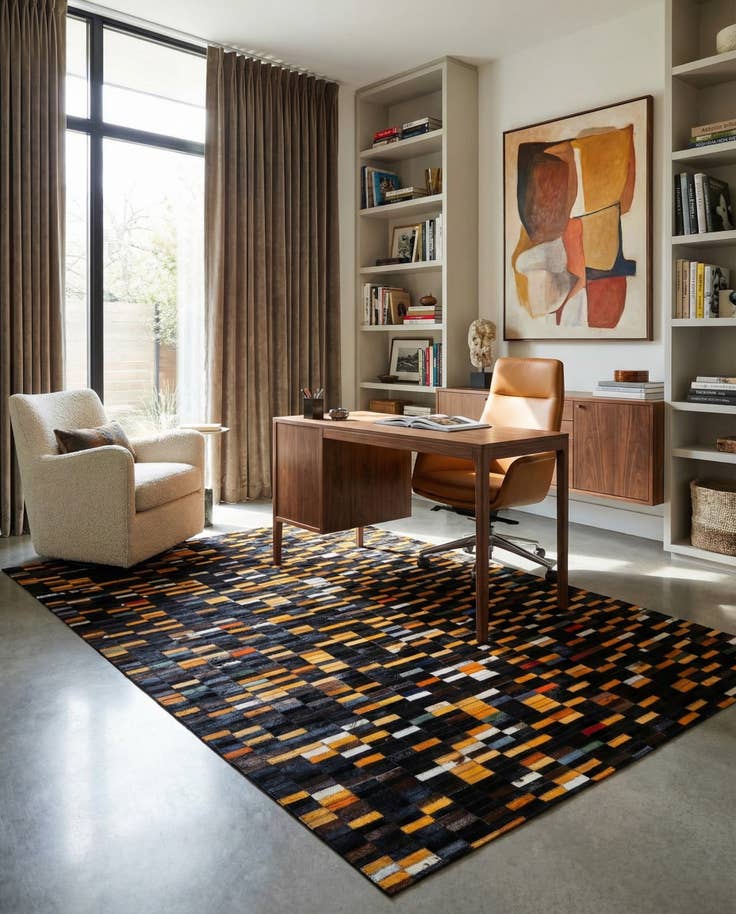 Detail image of 5' 2 x 7' 10 Cowhide - Patchwork Rug