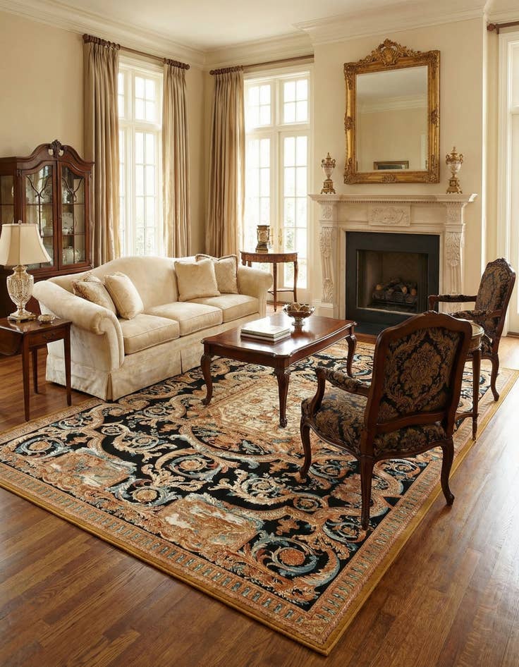 Detail image of 10' x 14'  Washable Traditional Indoor / Outdoor Rug