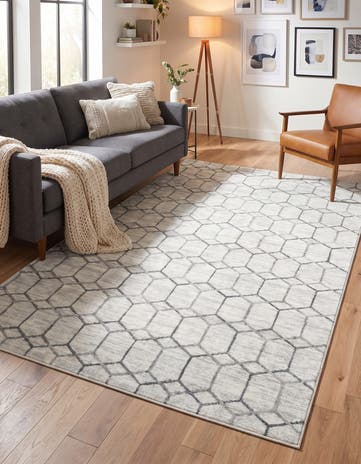 White Lattice Trellis Rug