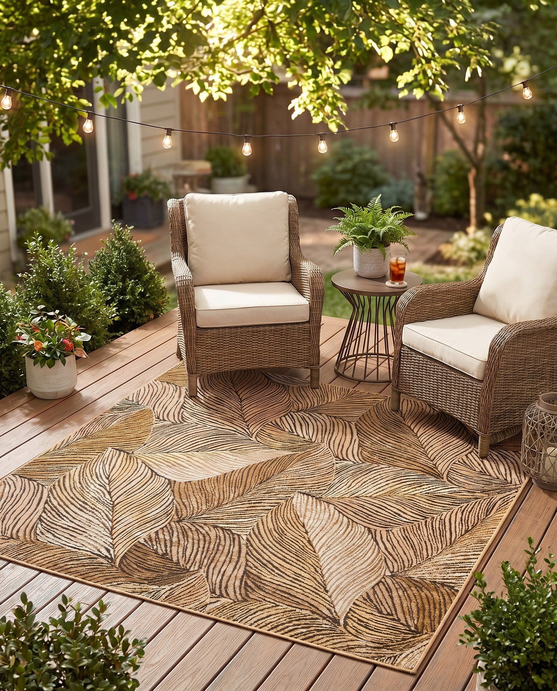 6' x 6' Easy-Clean Botanical Indoor / Outdoor Square Rug