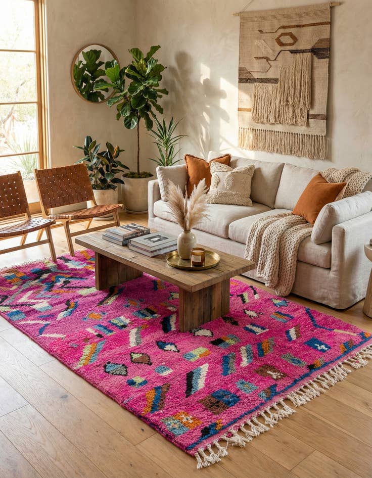 Detail image of 4' 10 x 7' 10  Hand Knotted Moroccan Wool Rug