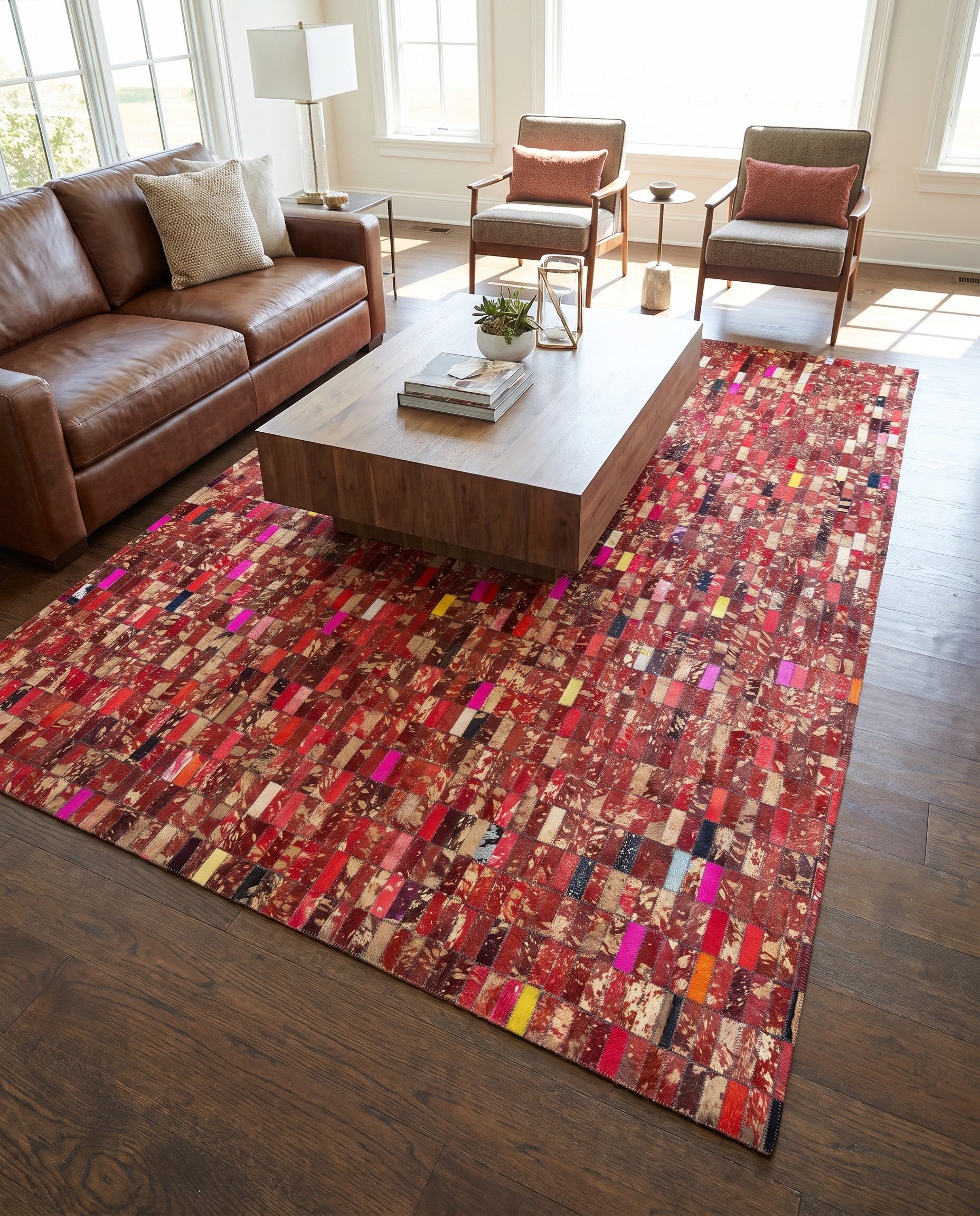 5' x 7' 10 Cowhide Leather Rug