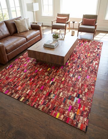 5' x 7' 10 Cowhide Leather Rug