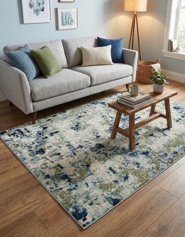Light Blue Washable Theia Rug