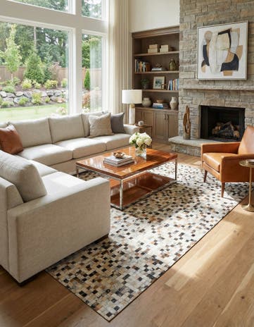 5' 5 x 7' 6 Cowhide Stocks Rug