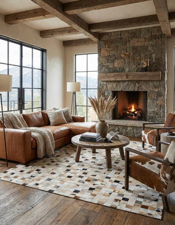 8' 1 x 10' Cowhide Leather Rug