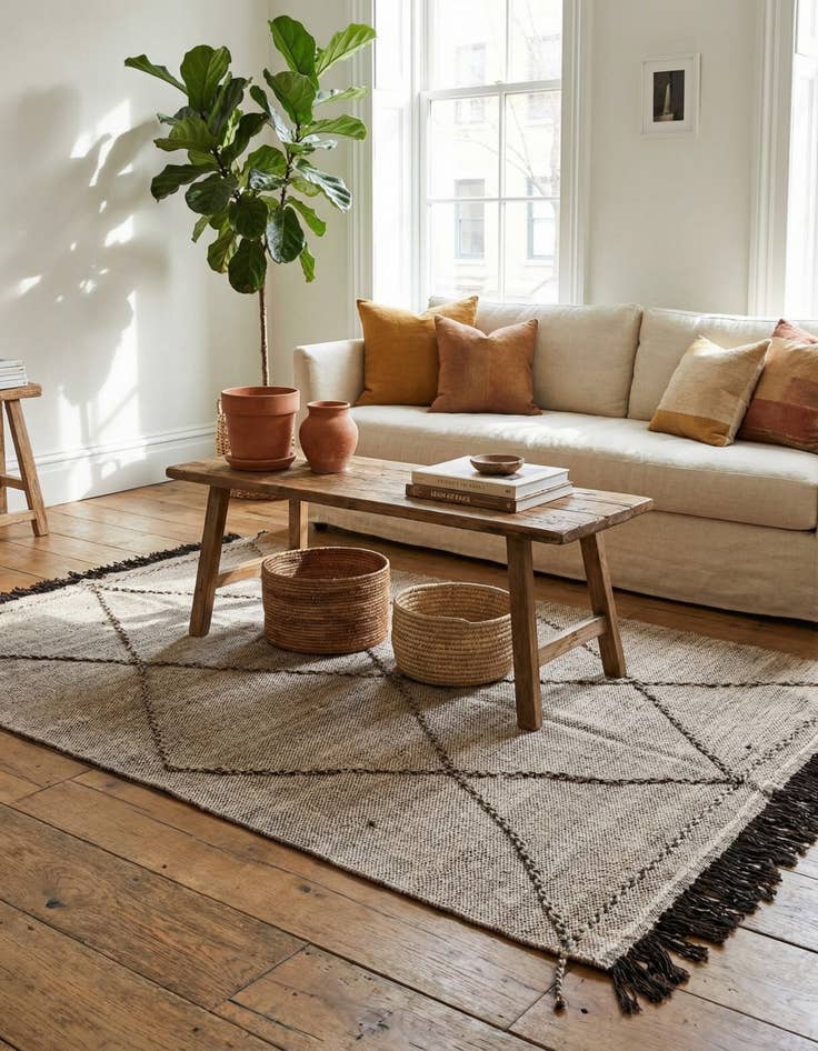 Detail image of 5' 3 x 8'  Hand Knotted Moroccan Wool Rug