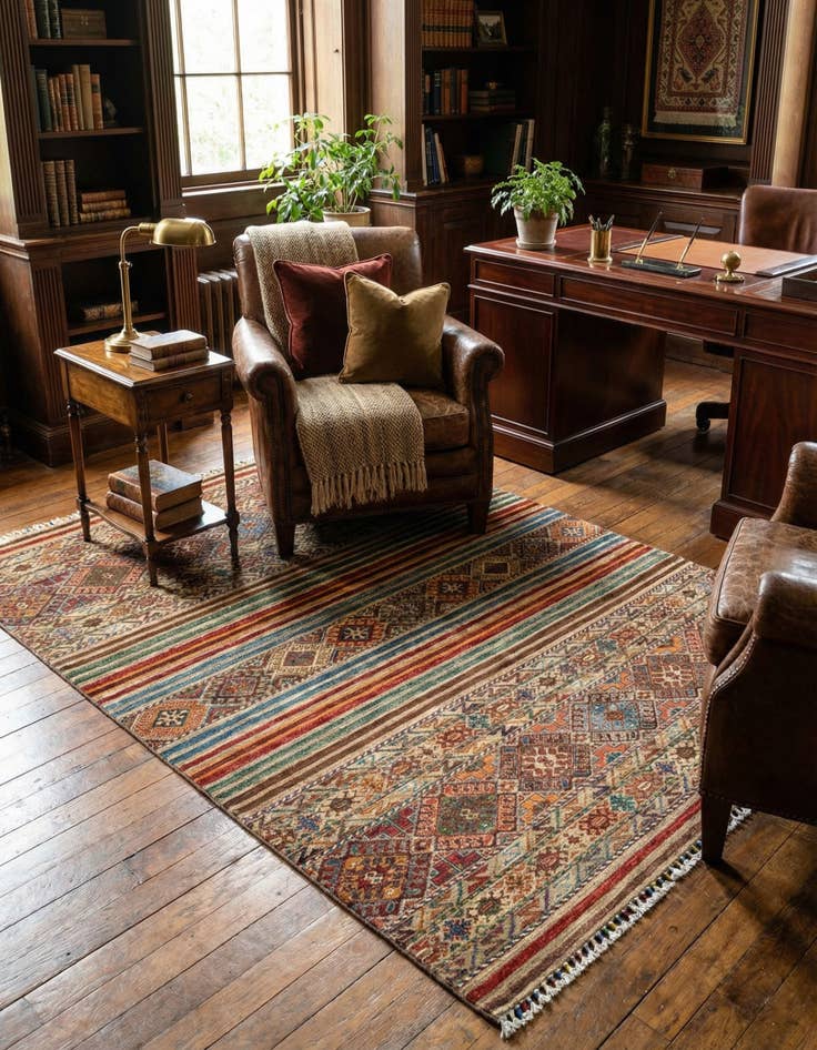 Detail image of 5' x 6' 9 Torkman Wool Rug