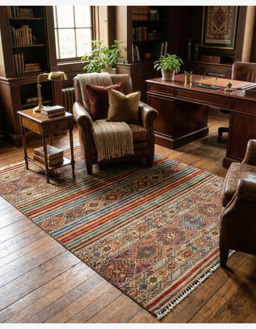 5' x 6' 9 Torkman Wool Rug