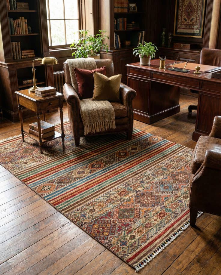 Detail image of 5' x 6' 9 Torkman Wool Rug