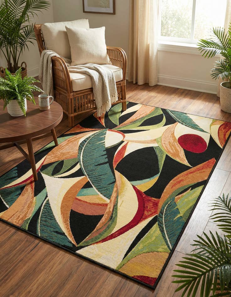Detail image of 4' x 6' Easy-Clean Botanical Indoor / Outdoor Rug