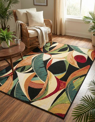 Easy-Clean Botanical Indoor / Outdoor Rug