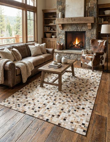4' 11 x 8' Cowhide Stocks Rug