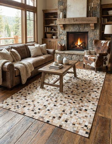 4' 11 x 8' Cowhide Stocks Rug