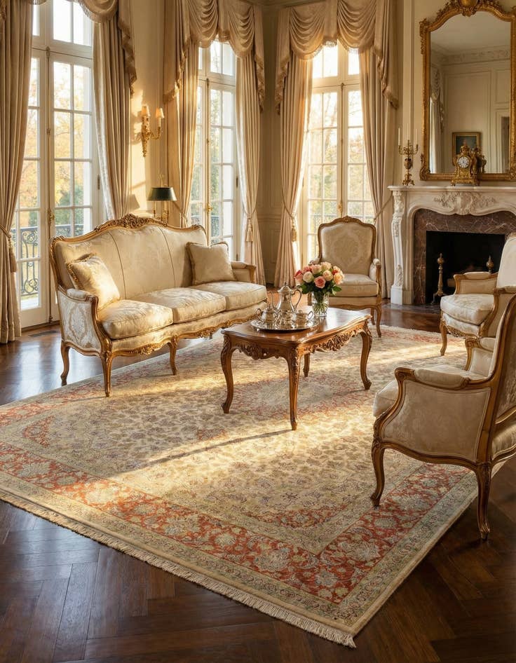 Detail image of 9' 5 x 12' 9 Ghom Silk Rug