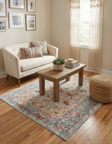 Light Blue Santiago Square Rug