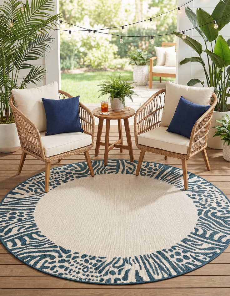 Detail image of  5' x 5'  Washable Safari Indoor / Outdoor Round Rug