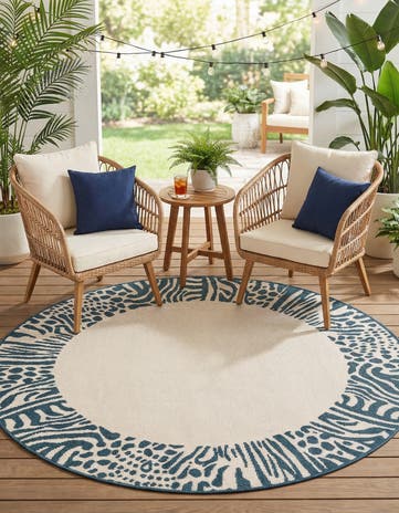 5' x 5' Easy-Clean Safari Indoor / Outdoor Round Rug