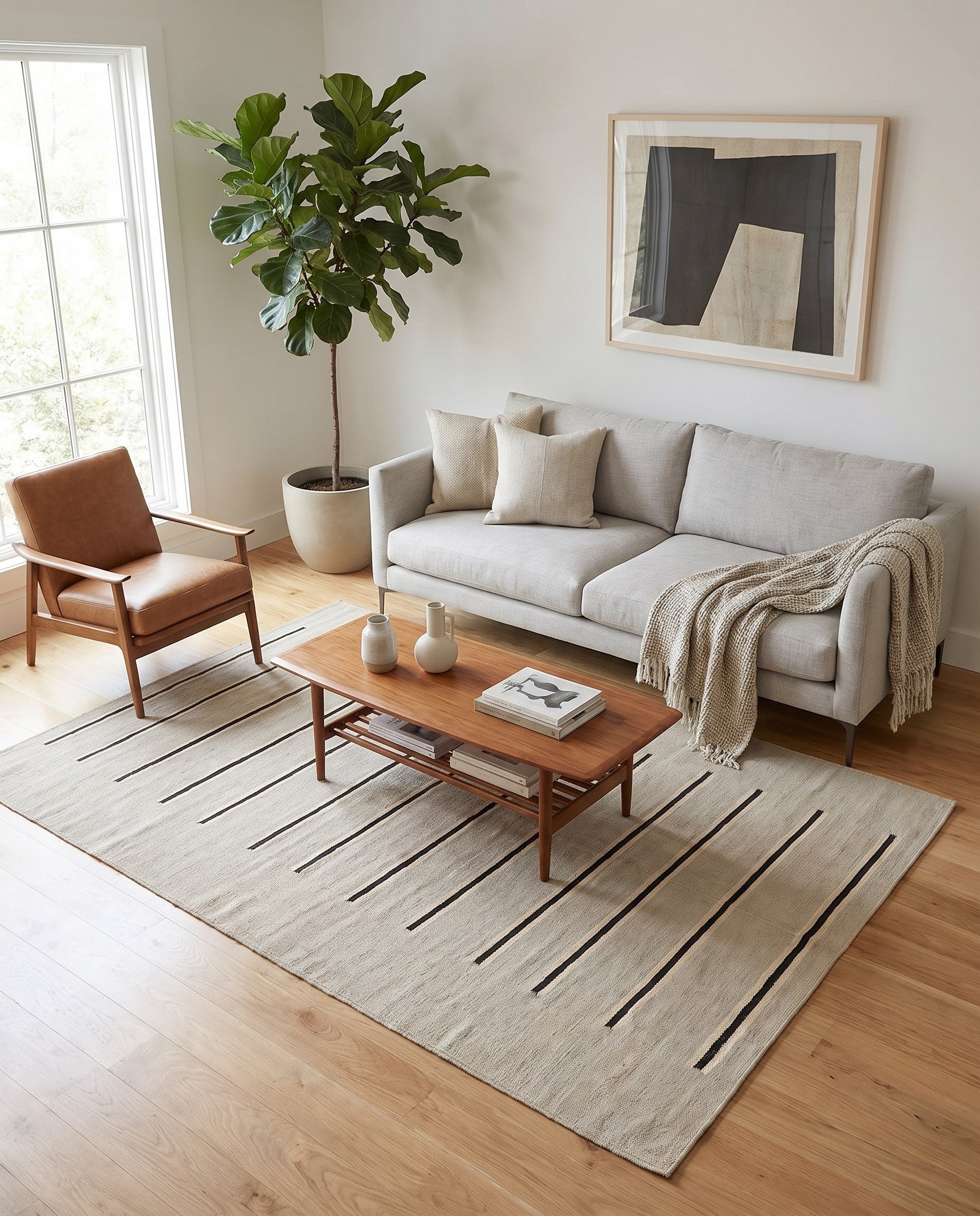 4' 3 x 5' 10 Hand Woven Kilim Modern Wool Rug